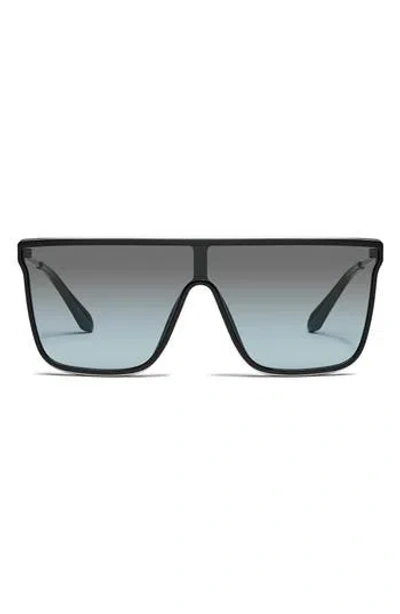 Quay Nightfall Remixed 138mm Shield Sunglasses In Black/grey Light Turquoise