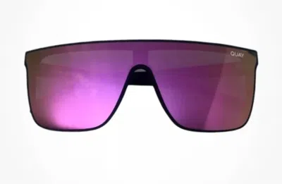 Quay Nightfall Shield Sunglasses In Matte Black/ Pink