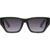 Quay No Apologies 55mm Gradient Square Sunglasses In Black