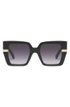 Quay Notorious 51mm Gradient Square Sunglasses In Black / Smoke