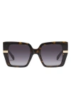 Quay Notorious 51mm Gradient Square Sunglasses In Neutral Tortoise / Smoke