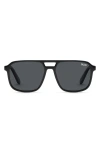 Quay Backstage Pass 60mm Polarized Aviator Sunglasses In Black