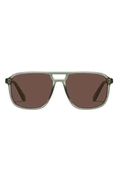 Quay On The Fly 57mm Aviator Sunglasses In Brown
