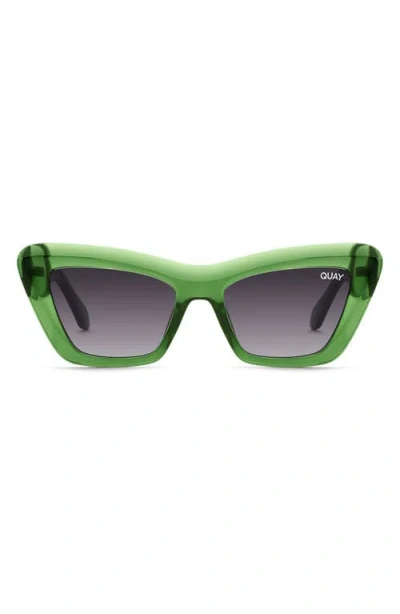 Quay On The Radio 50mm Cat Eye Sunglasses In Green/smoke
