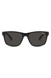 Quay On Tour 43mm Square Polarized Sunglasses In Black/ Black Polarized