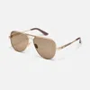 Quay Open Tab In Brushed Gold Doe,tan