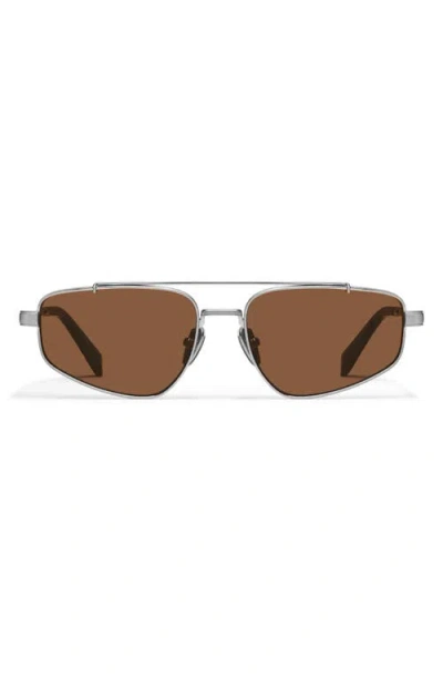 Quay Pit Stop 56mm Aviator Sunglasses In Brown