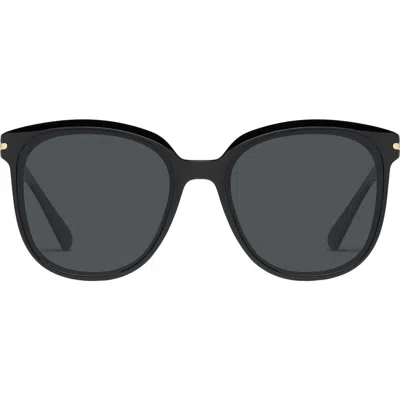 Quay Rent Free 55mm Polarized Round Sunglasses In Black/smoke Polarized