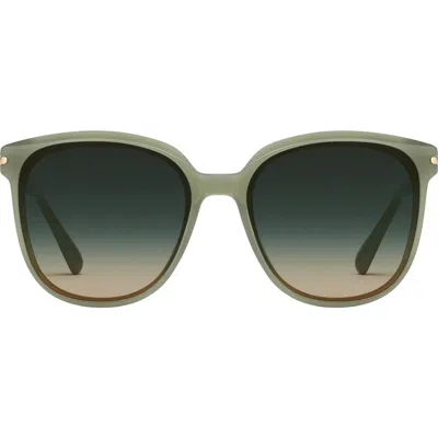 Quay Rent Free 55mm Round Sunglasses In Jade/palm Taupe