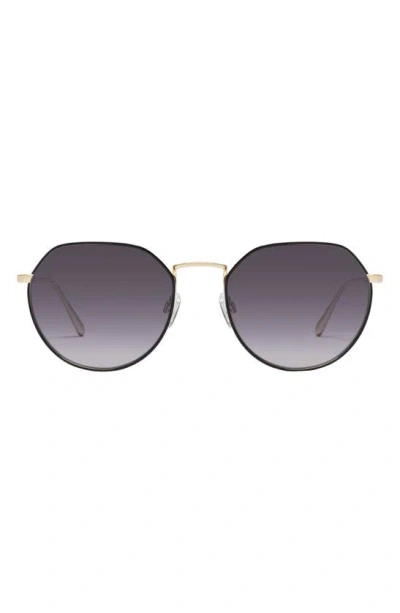 Quay Rooftop 56mm Polarized Round Sunglasses In Black Gold/smoke