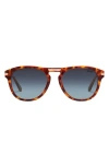 Quay Australia Slicked Back 46mm Polarized Aviator Sunglasses In Honey Tortoise/navy Polar