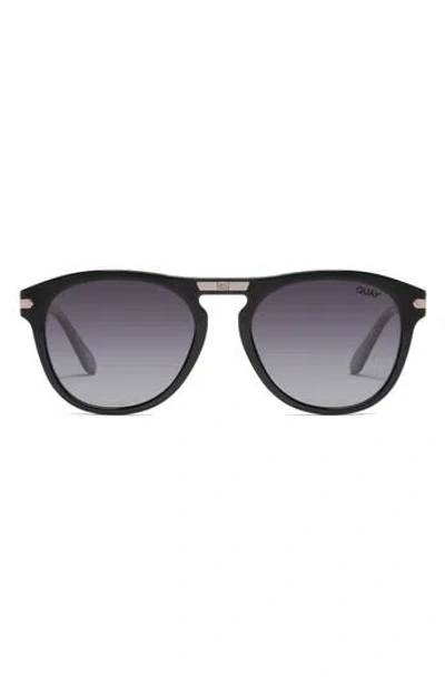 Quay Slicked Back 55mm Polarized Aviator Sunglasses In Black/smoke Polarized
