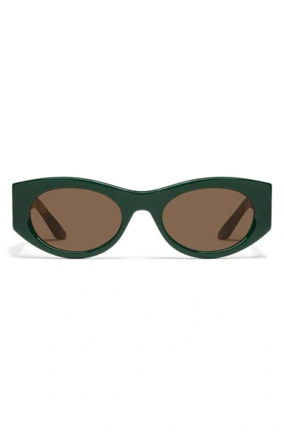 Quay So What 60mm Round Sunglasses In Deep Green/brown