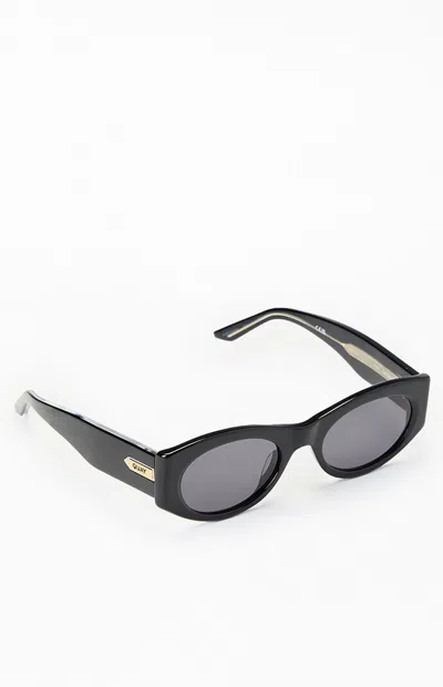 Quay So What Oval Sunglasses In Black In Metallic