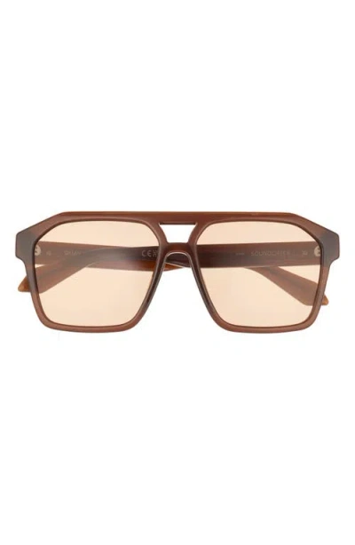 Quay Soundcheck 57mm Gradient Aviator Sunglasses In Brown