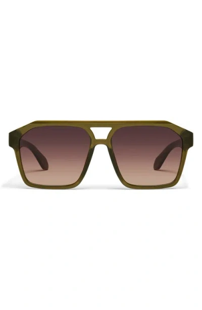 Quay Soundcheck 57mm Gradient Aviator Sunglasses In Olive/dark Fawn