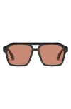 Quay Soundcheck 57mm Polarized Aviator Sunglasses In Black