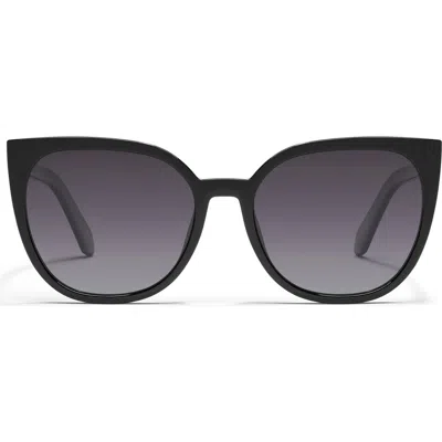 Quay Staycation 57mm Polarized Cat Eye Sunglasses In Black