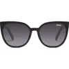 Quay Australia Staycation 57mm Polarized Cat Eye Sunglasses In Black/smoke Polarized