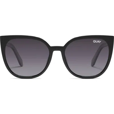 Quay Australia Staycation 57mm Polarized Cat Eye Sunglasses In Black/smoke Polarized