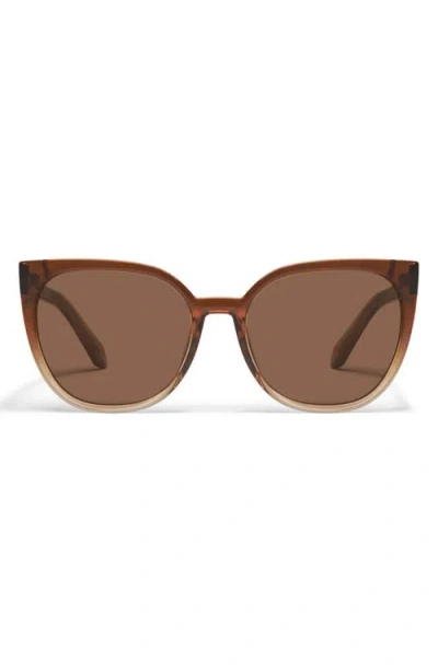 Quay Staycation 57mm Small Cat Eye Sunglasses In Brown