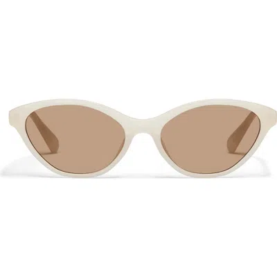 Quay Talk Nice 55mm Cat Eye Sunglasses In White