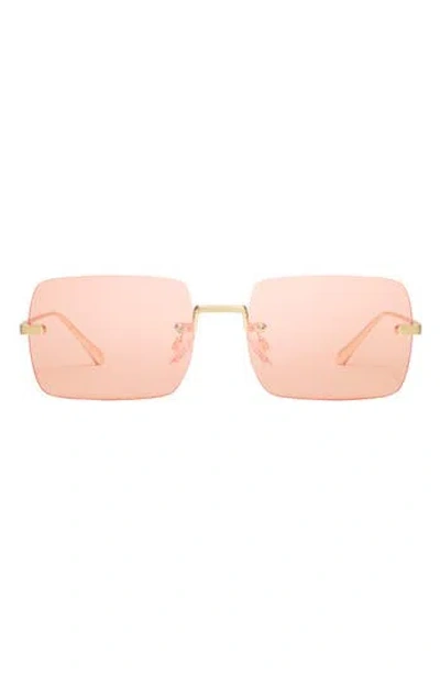 Quay Australia Ttyl 53mm Gradient Rimless Sunglasses In Gold/orange Iridescent