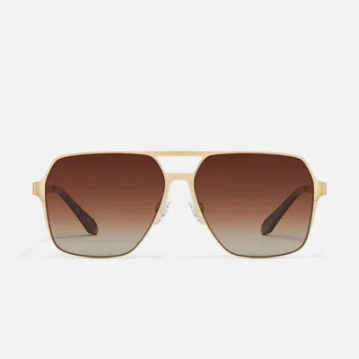 Quay Unisex Backstage Pass Sunglasses In Gold/brown Polarized