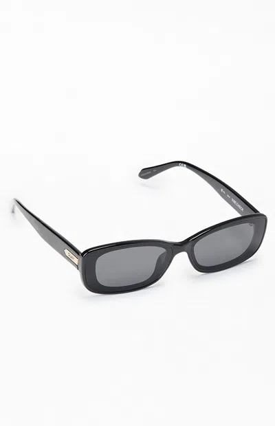Quay Vibe Check Narrow Rectangle Sunglasses In Black
