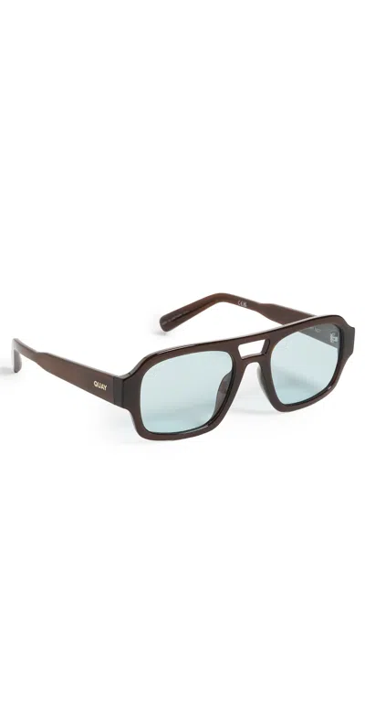 Quay Why Not Sunglasses Dark Brown/aqua