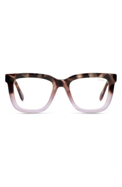 Quay Wired Bevel 44mm Square Blue Light Blocking Glasses In Tortoise Lily/clear