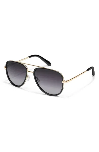Quay Women's All In 56mm Polarized Aviator Sunglasses In Black Gold