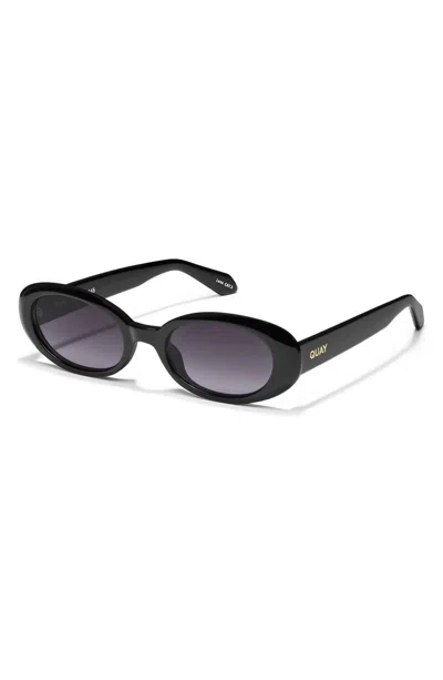 Quay Felt Cute 52mm Gradient Small Oval Sunglasses In Black