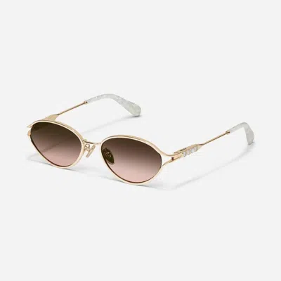 Quay Women's Formal Affair Adorned Sunglasses In Gold Frame / Brown Rose Lens In Yellow