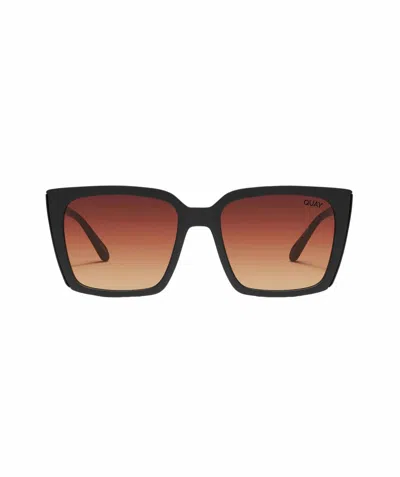 Quay Women's Front Cover Sunglasses In Matte Black/brown Yellow In Multi