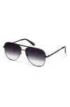 Quay High Key Mini Sunglasses In Black/fade Polarized In Blue