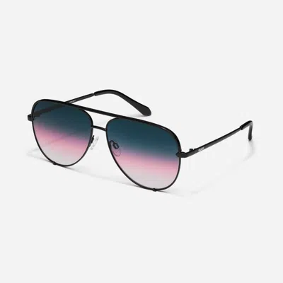 Quay Women's High Key Sunglasses In Black Frame / Teal Glow Lens In White