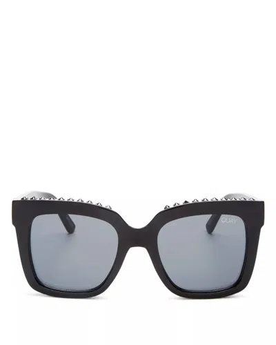 Quay Women's Icy Square Non-polarized Sunglasses In Black Stud / Smoke
