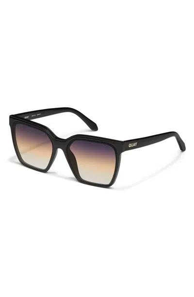 Quay Women's Level Up 60mm Square Sunglasses In Matte Black/ Dusk Poppy