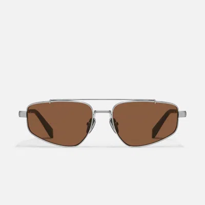 Quay Women's Pit Stop Sunglasses In Brushed Silver / Brown