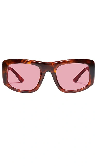 Quay X Guizio Uniform Square Sunglasses In Brown Tort & Rose