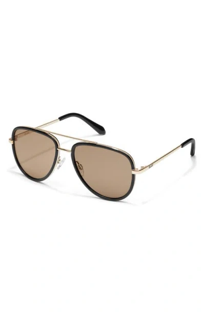 Quay X Maluma All In 52mm Mini Aviator Sunglasses In Black/tan