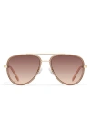 Quay X Maluma All In 52mm Mini Aviator Sunglasses In Doe/brown Fawn