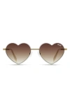 Quay X Pride Heartbreaker 45mm Heart Sunglasses In White/brown