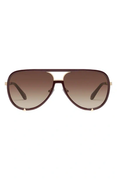 Quay X Saweetie High Profile 51mm Polarized Aviator Sunglasses In Espresso / Brown