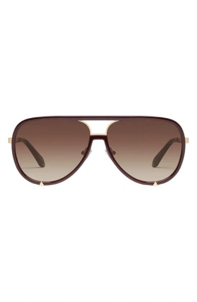 Quay X Saweetie High Profile 51mm Polarized Aviator Sunglasses In Espresso/brown