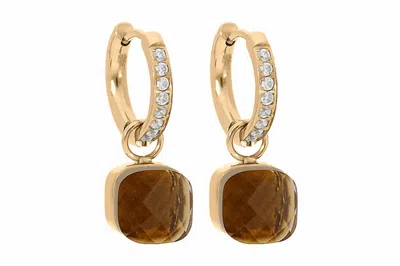 Qudo Women's Firenze Deluxe Earrings In Topaz In Yellow