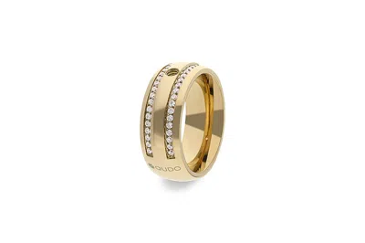 Qudo Women's Lecce Basic Ring In Gold In Green