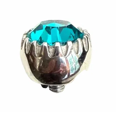 Qudo Women's London Big 10.5mm Jewelry Topper In Aquamarine Silver