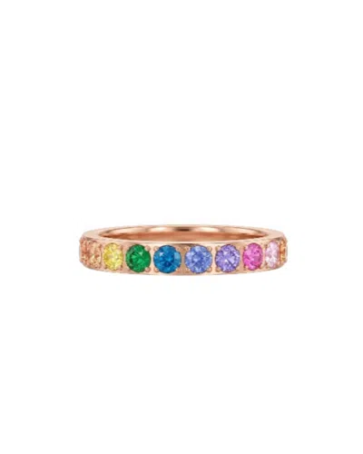Qudo Women's Spacer Eternity Ring In Rosegold Multi Color